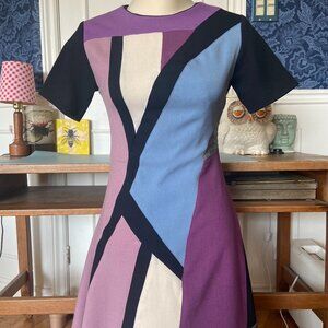 NWT RARE Miri Couture Dress - size 4, art, glam, lux, Y3k, Mondrian